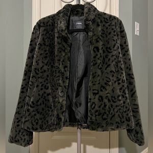 NWOT Ci Sono Fur Leopard Jacket Green M